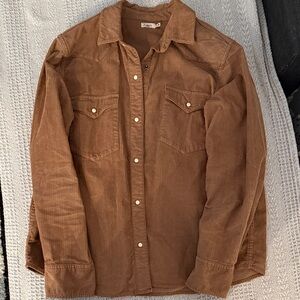 Faherty Brown Corduroy Button-Up Shirt